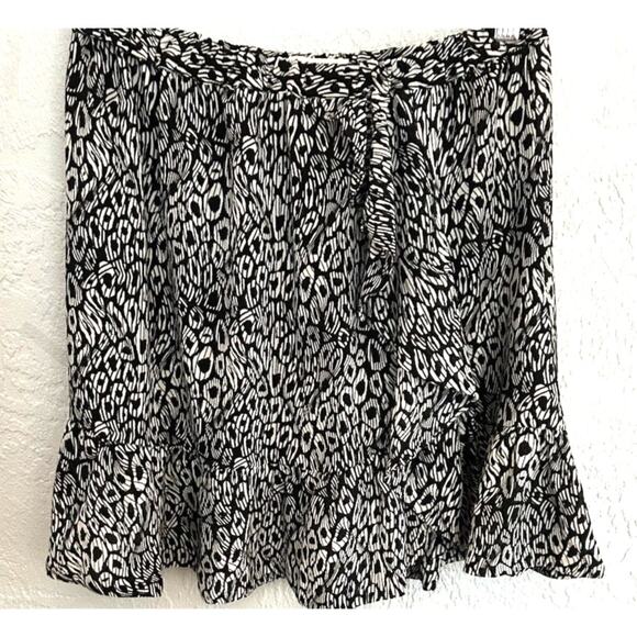 Women’s Leopard Mini Skirt Michael Kors SM Ruffles Flare Boho Coquette Trending - Picture 1 of 7
